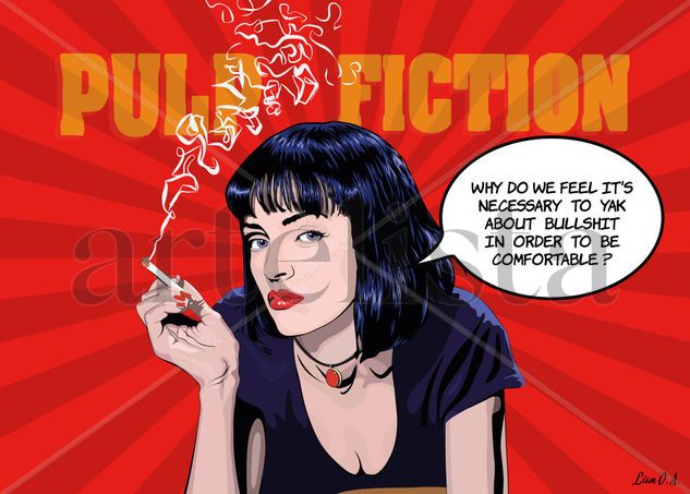 retrato comic de uma thurman (pulp fiction) 