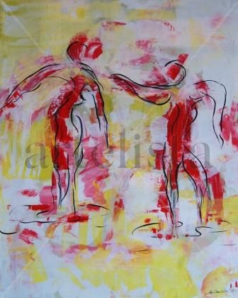 La pareja alegre Acrylic Canvas Figure Painting