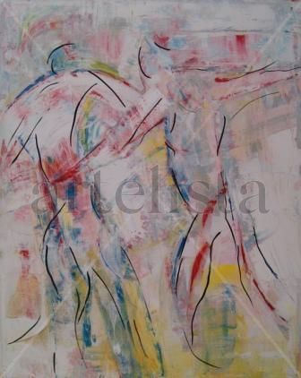 La pareja desigual III Acrylic Canvas Figure Painting