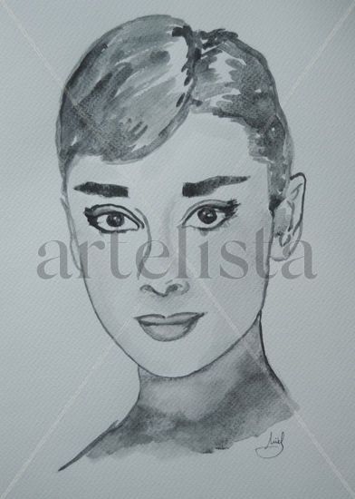 Audrey Hepburn Watercolour Card Portrait