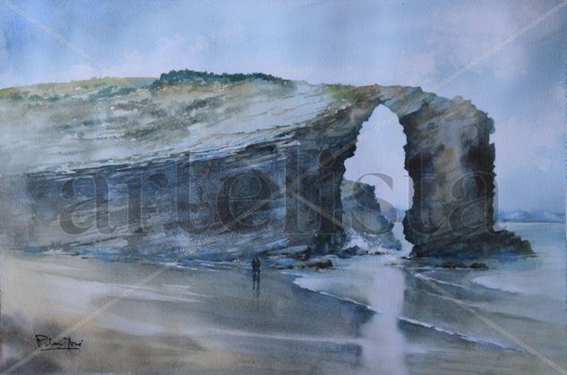 Playa de las catedrales 2 Watercolour Paper Marine Painting