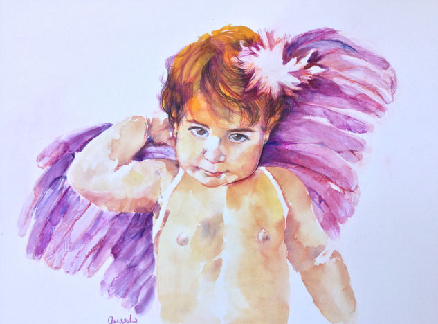 El Ángel, Amapola Herrera Watercolour Paper Portrait