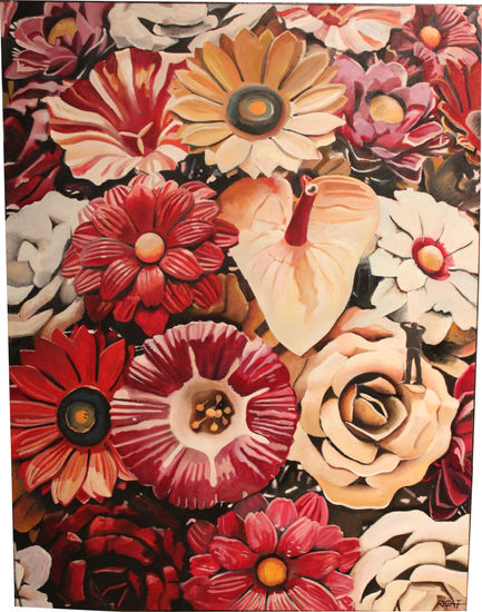 Big Bloom Oil Textile Floral Painting