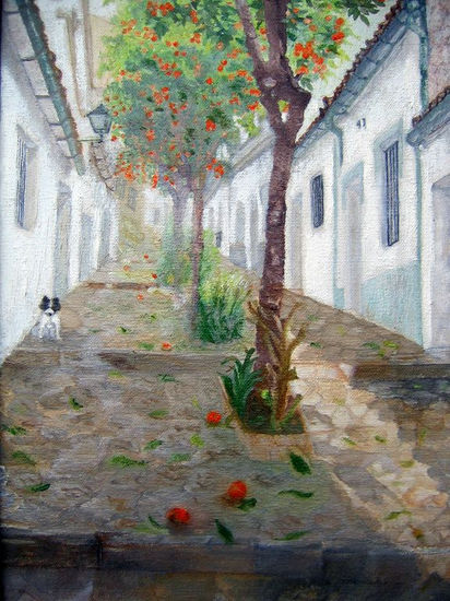 Calle Libertad Oil Canvas Landscaping