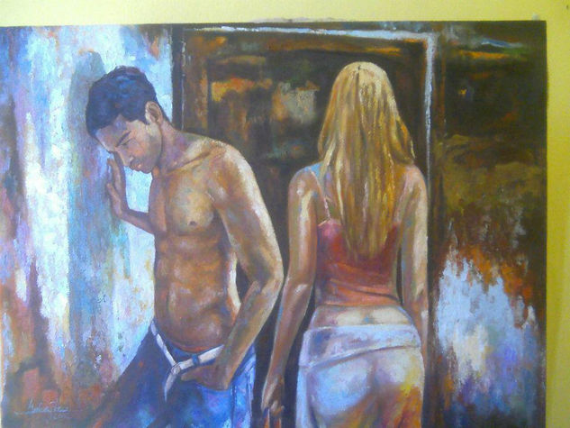 OTRA VES TE VAS Oil Canvas Figure Painting