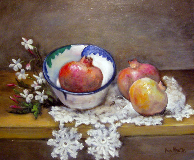 granadas y jazmines Oil Canvas Still Life Paintings