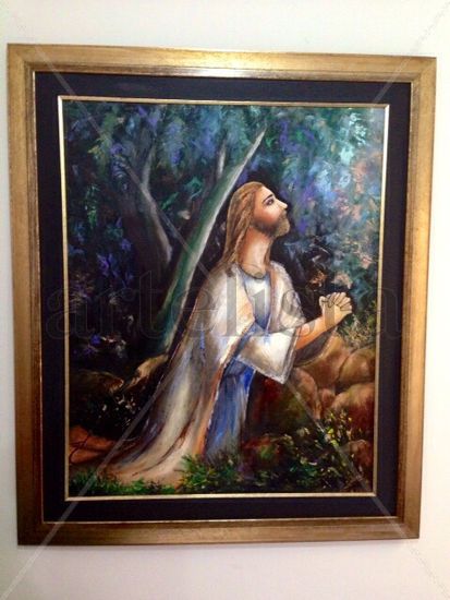 Jesus en el monte de los Olivos Oil Canvas Figure Painting