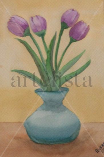 Tulipanes Watercolour Card Floral Painting