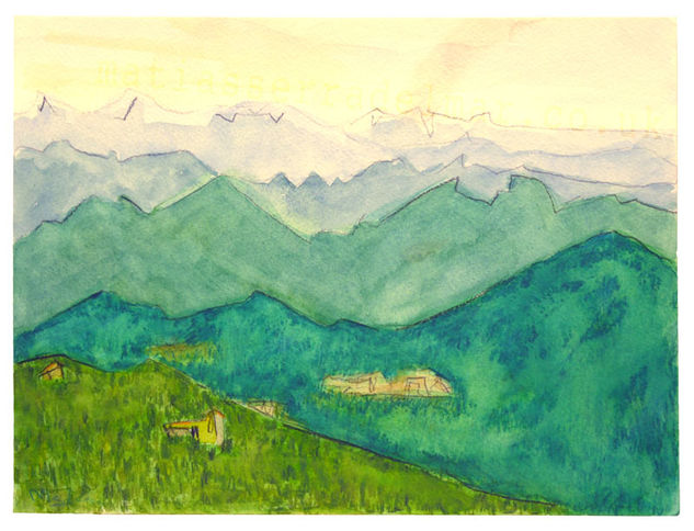 Vista desde Sagrat Cor Watercolour Paper Landscaping