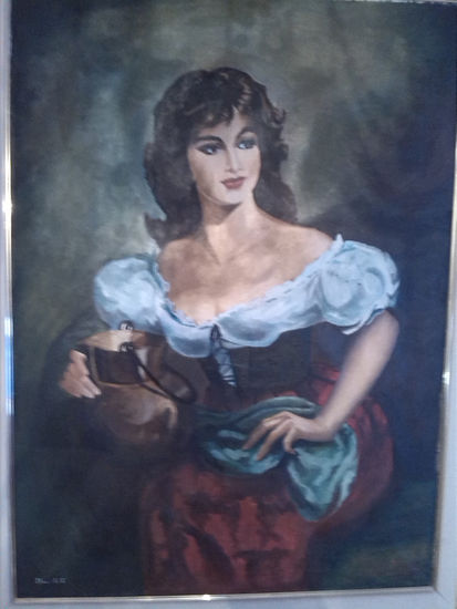 La chica del jarron Oil Canvas Portrait