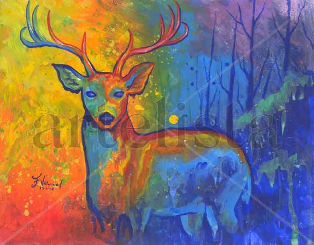 Venado con colores Acrílico Papel Animales