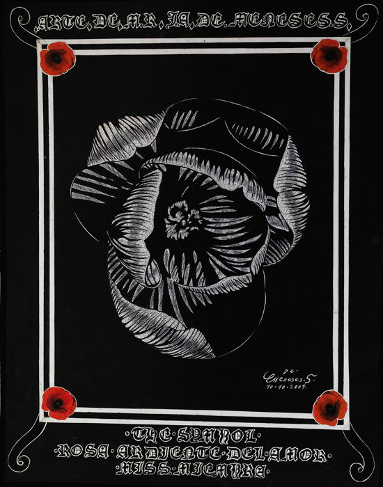 The symbol. Rosa ardiente del amor.