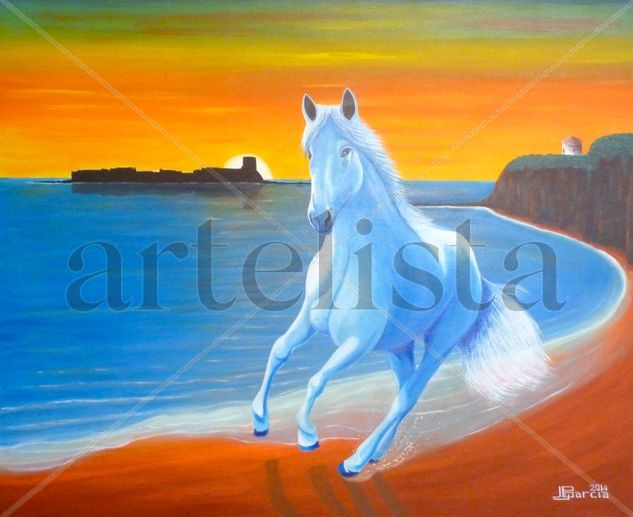 El Caballo en la Playa Acrylic Canvas Animals