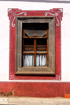 Ventana decorada en rojo Arquitectura e interiorismo Color (Digital)