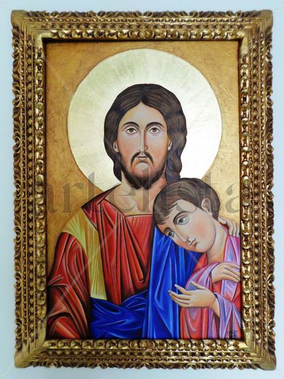 Jesus amigo Mixed media Panel Figure Painting