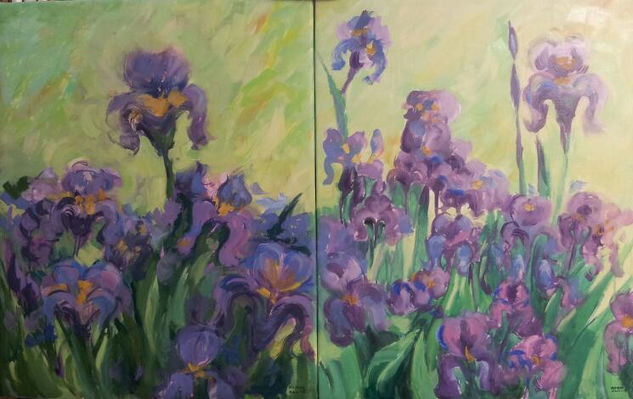 lirios 1-2 Oil Canvas Floral Painting