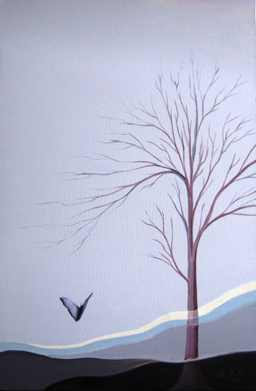 Vuelo en azul Acrylic Canvas Landscaping