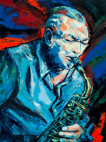 Hot Sax Oil Canvas Figure Painting