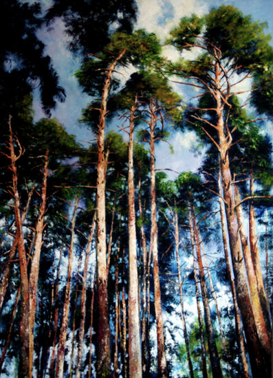 Los fuertes pinos del bosque. Óleo Lienzo Paisaje