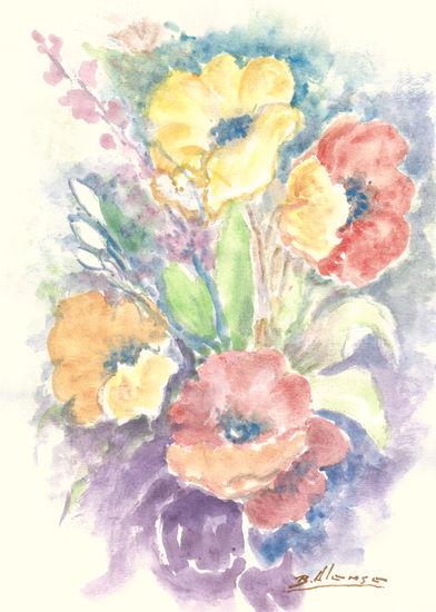 Ramo de verano Gouache Cartulina Floral