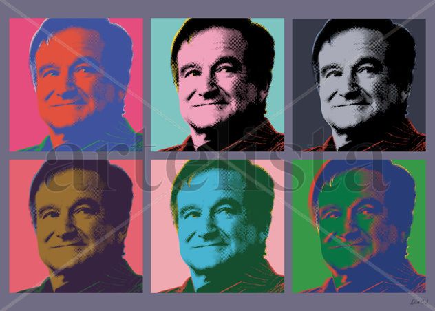 Robin Williams. Retrato pop art estilo Andy Warhol