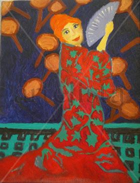 Sevillana Oil Canvas Figure Painting