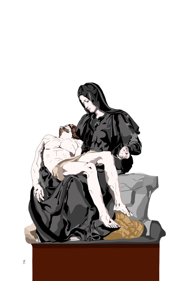 La Piedad del Vaticano, Pieta; Miguel Angel, Copydraw by jlb.
