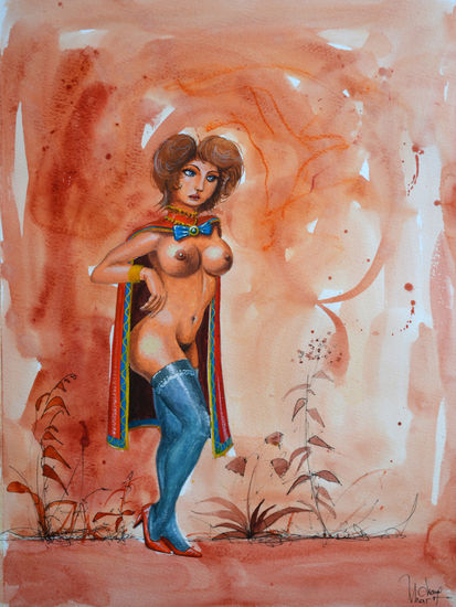 ELLE 1. Gouache Paper Nude Paintings