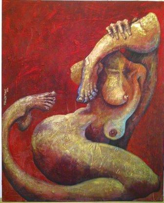 MUJER CUBANA Mixed media Canvas Nude Paintings