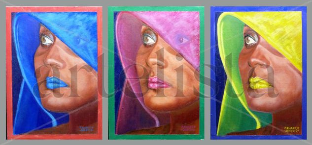 La Jova dels tres vels Triptic - Conjunt Oil Canvas Figure Painting