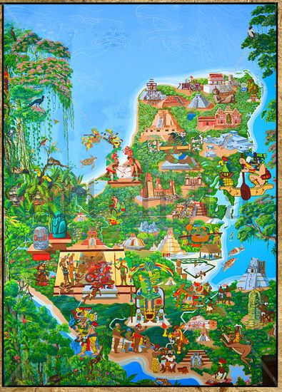 MAYAS EN SIGLO VI -VIII Acrylic Panel Landscaping