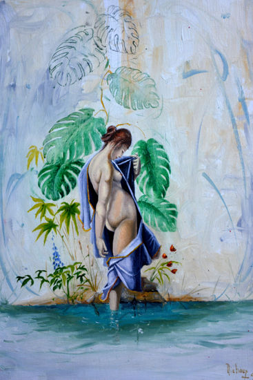 LE BAIN Oil Panel Nude Paintings