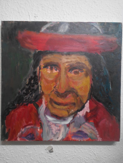 Anciana Andina Oil Canvas Portrait