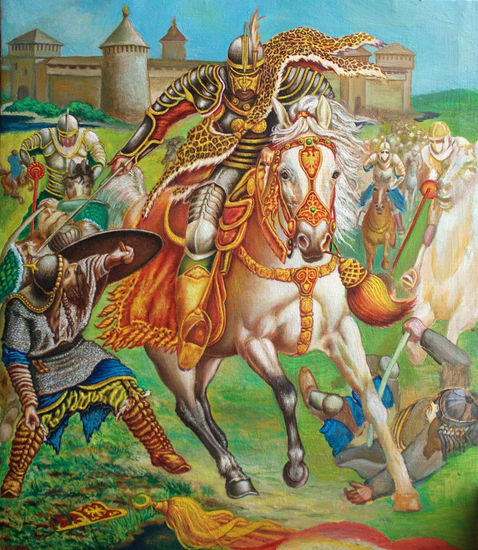 Polish hussar attack Óleo Lienzo Figura