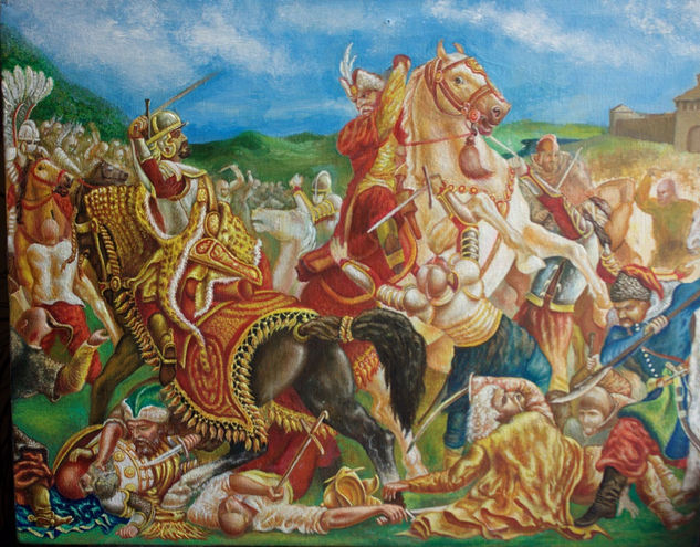 Battle of Pyliavtsi (1648) Oil Canvas Figure Painting