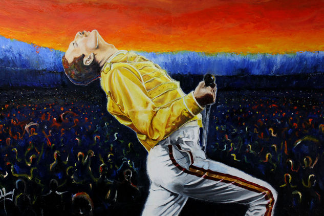 Freddie Mercury Wembley Oil Canvas Figure Painting