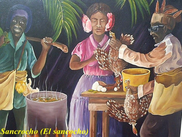 El sancrocho(sancocho). Óleo Lienzo Figura