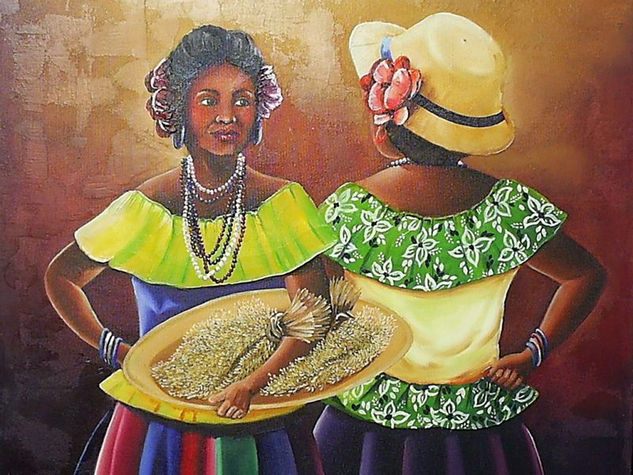 Mojongo con arroz. Oil Canvas Figure Painting