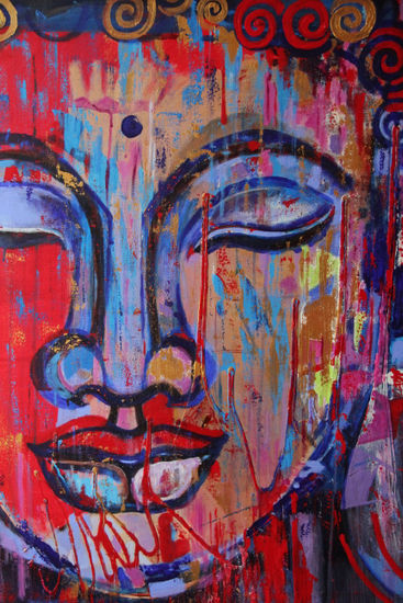 Buddha Feliz Acrílico Lienzo Retrato