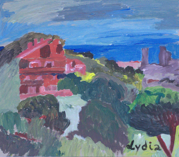 La roja Gouache Panel Landscaping