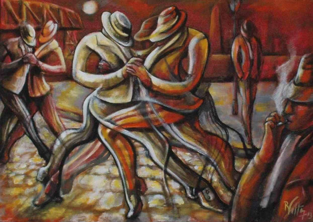 "Macho tango" Acrylic Canvas Figure Painting