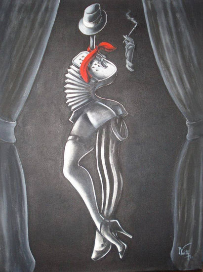 "Nocturno rojo 2" Oil Canvas Figure Painting