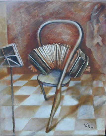 "Mi querido bandoneon" Óleo Lienzo Figura