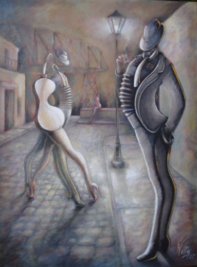 "silueta porteña" Oil Canvas Figure Painting