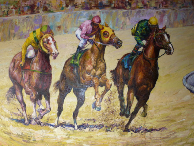 carrera de caballos Oil Canvas Animals