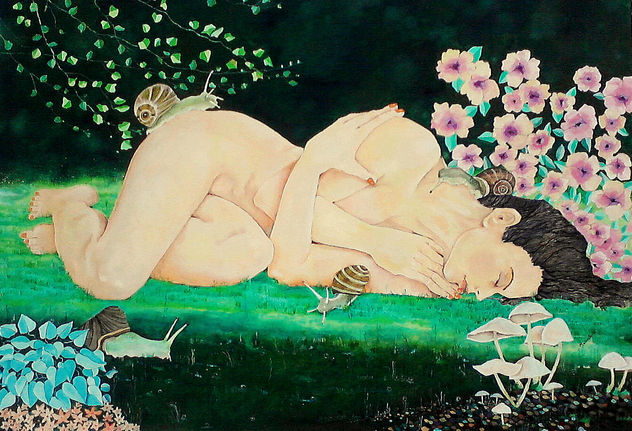 Mujer sobre la hierba
