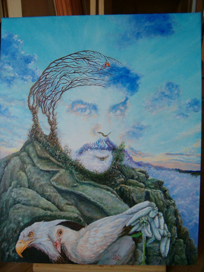 Retrato metamórfico instantáneo de "el Che" Guevara sobre los montes de Bolivia Acrílico Lienzo Retrato