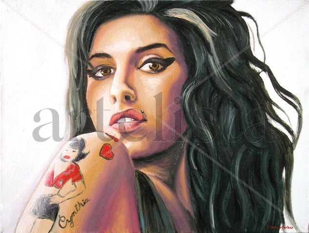 Amy Winehouse Óleo Lienzo Retrato