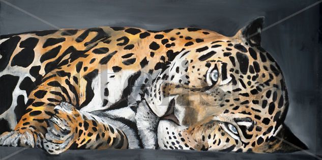 Leopardo en reposo Acrylic Canvas Animals