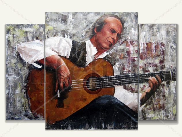 The Master - El Maestro ( Paco de lucia) Acrylic Canvas Portrait